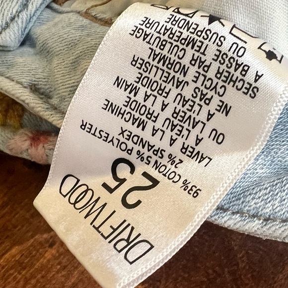 DRIFTWOOD Farrah Blue and Yellow Flare & Wide Leg Jeans with Floral Embroidery - Picture 2 of 6